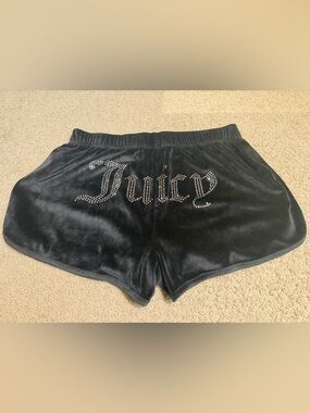 Juicy Couture Black Velvet Logo Rhinestone Sleep Shorts